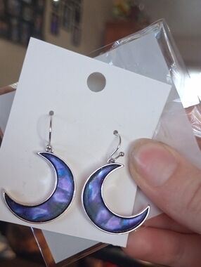 ♥️A Individually $10 Or Bundle 4/$20 Silver Crescent Moon Earrings in Purple
